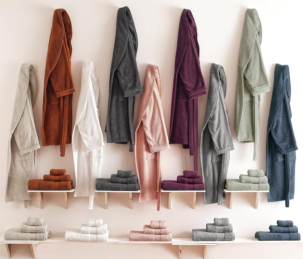 Essentials Bathrobes, 100% Cotton Soft Robe, Fluffy, Warm, Absorbent, Quick Dry Mens & Womens Robe