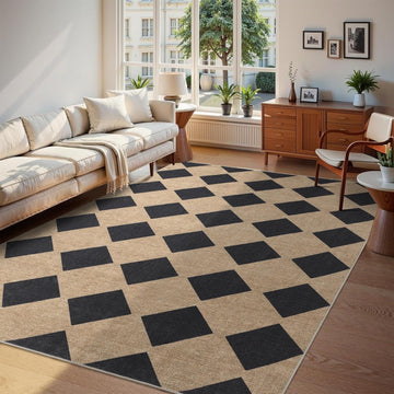 Checkered Easy Jute Rug 8x10 Outdoor Rug Large Washable Area Rugs for Living Room Bedroom Non Slip N