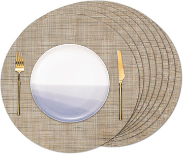 Inch Round Placemats, Washable Vinyl Woven Place Mats - Set of 8