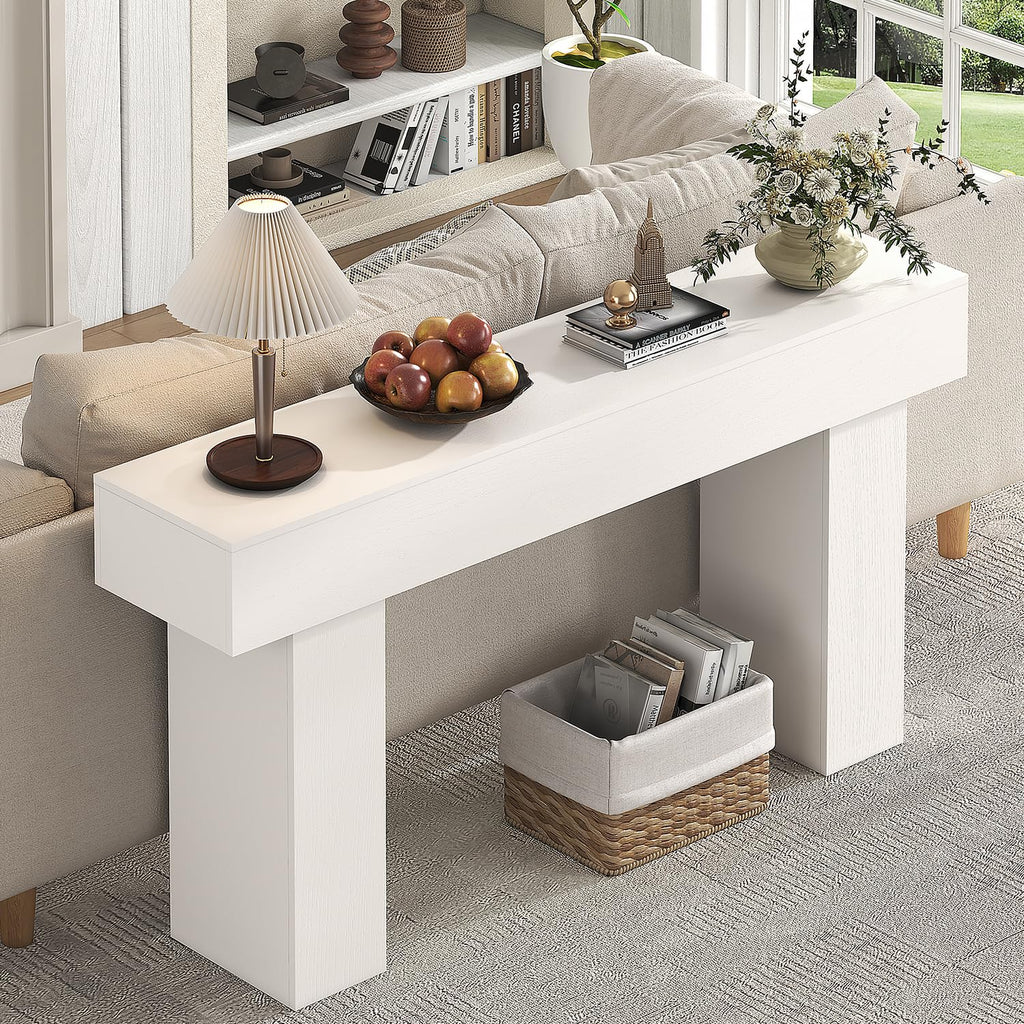 63 Inch Long Console Table, Farmhouse Wood Rectangular Sofa Table Behind Couch Table, Narrow Entryway Table