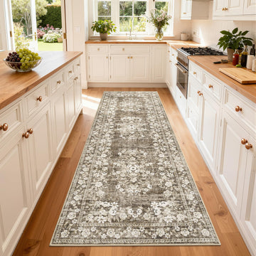 Runner Rug for Porch Vintage Distressed Throw Carpet