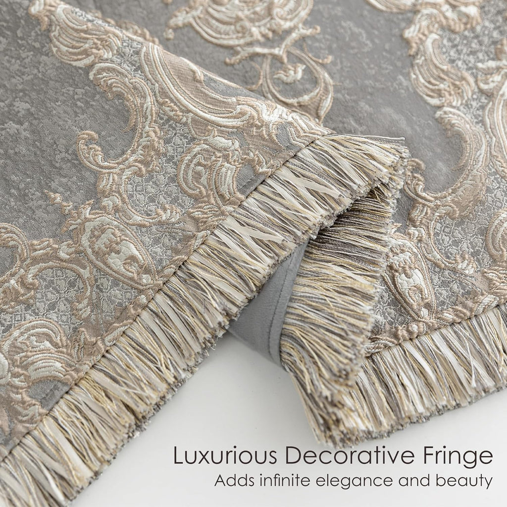 Luxury Throw Blanket, Jacquard Bed Throws Soft Lightweight Velvet Fall Blankets with Fringes Trim, 52x72 Inches)