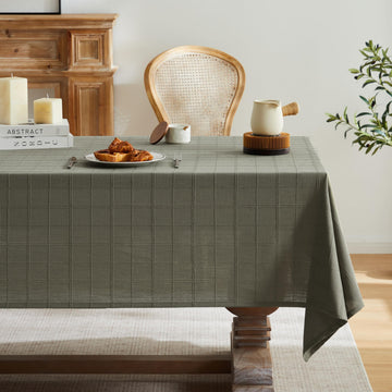 Linen Checked Square Table Cloth 52x52 Inch Olive