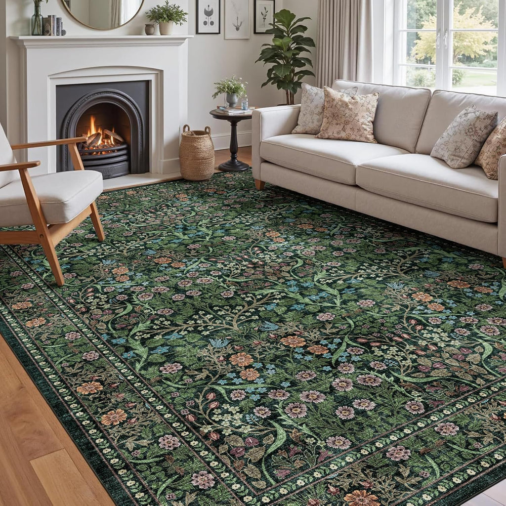 Washable Floral Rug