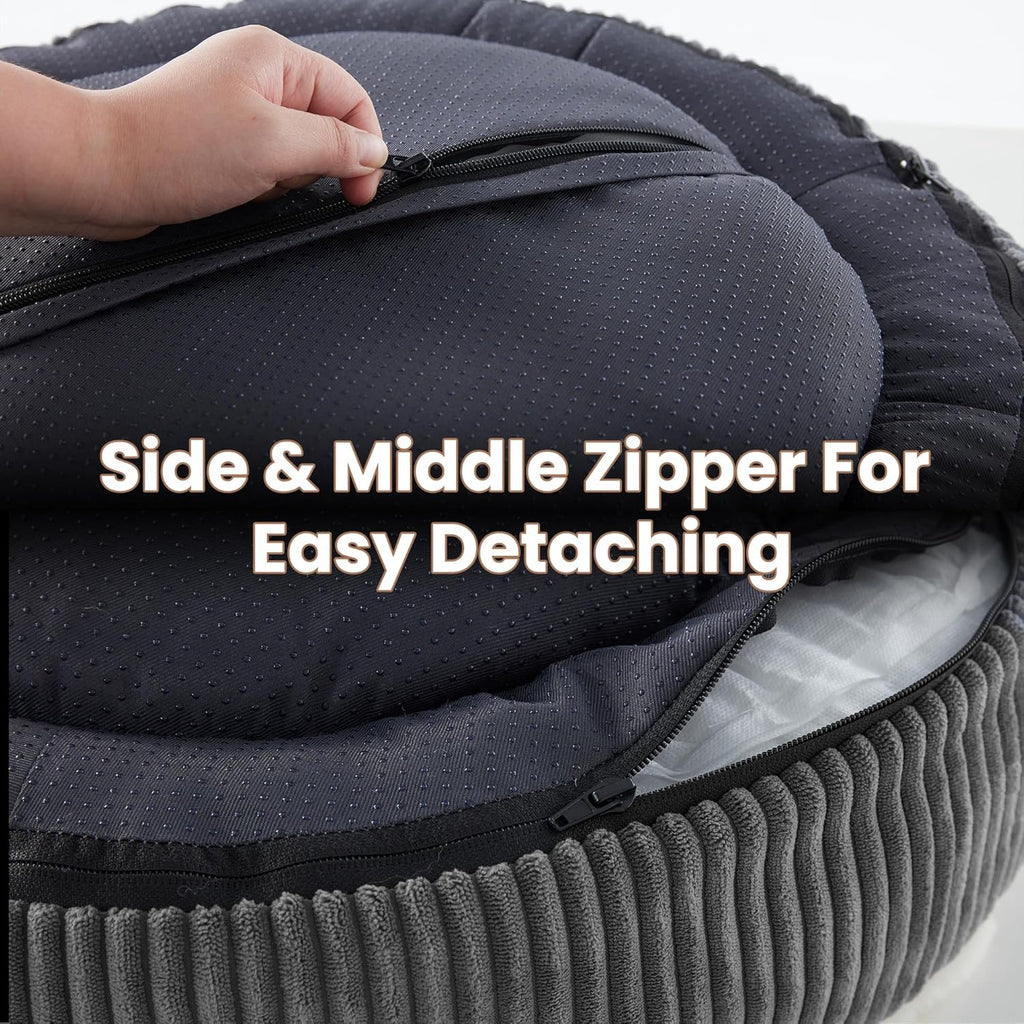36 inches Donut Dog Bed for Large Dogs - Calming Round Pet Bed with Removable&Washable Cover