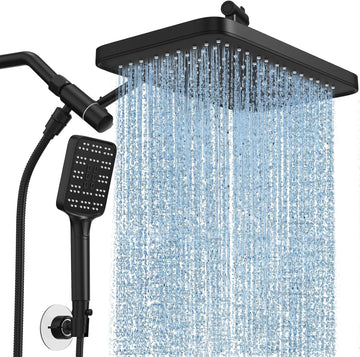 Rain Shower Head with Handheld Spray Combo Set, Adjustable 12" Rainfall Dual Shower Head, Double&Tandem Shower Head