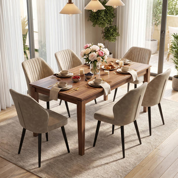 Faux Leather Dining Chairs Set of 6, Leather Dining Chairs, Mid-Century Modern Dining Room Chairs, Upholstered
