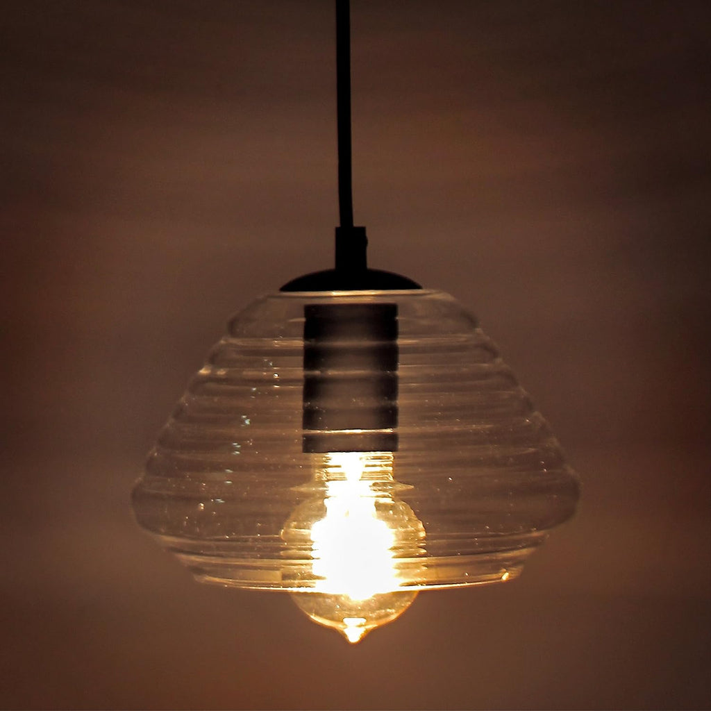 Torus Triangle Industrial Pendant with Clear Glass