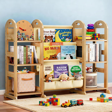 Kids Bookshelf and Toy Storage Organizer, Wood Book Shelf for Kids Rooms | Book Rack for Kids Room, Nursery