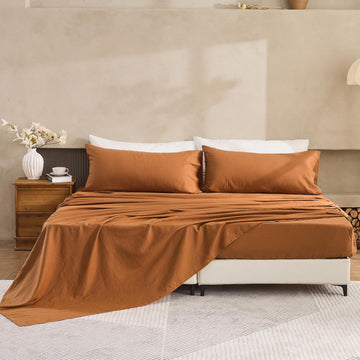 Belgian Linen Sheet Set Solid Color - 5 Pieces (1 Flat Sheet, 2 Fitted Sheets & 2 Pillowcases) Natural Flax Cotton
