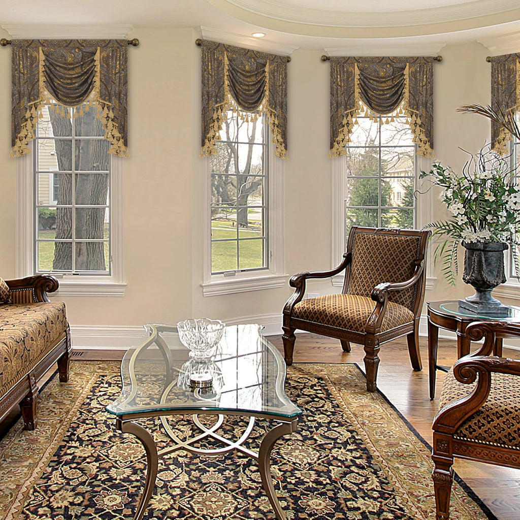 Antique Damask Waterfall Valance, W39 inch