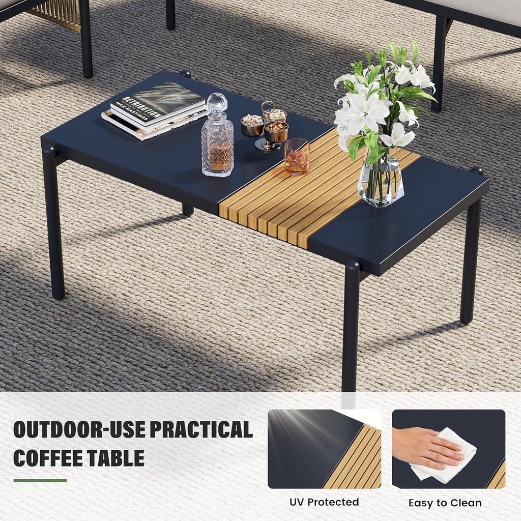 Aluminum Outdoor Patio Furniture Set, 4 Seats Outdoor Sectional with Coffee Table