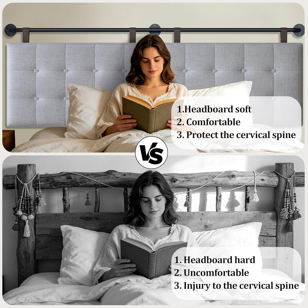 King Headboard Headboards for Adjustable Beds Backboard Wall Mounted Headboard with Gray Button Tufting Hanging Head