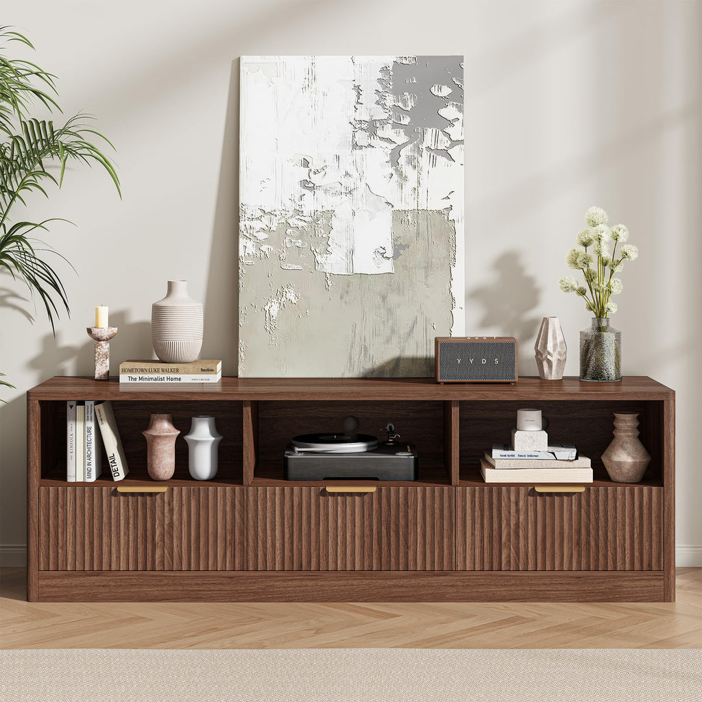 59" Fluted TV Stand for TVs Up to 65", Walnut