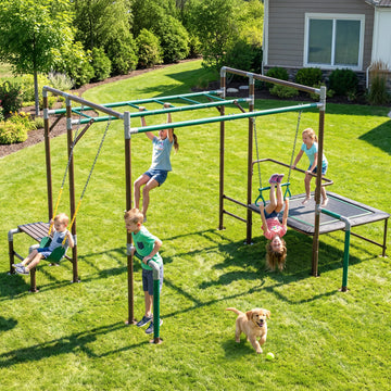 Monkey Bars for Kids, Outdoor Jungle Gym with Swing Set for Backyard
