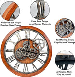 The B-Style Large Wall Clock 24 inch Moving Gear Wall Clock Oversized Vintage Farmhouse Wall Clocks for Living Room