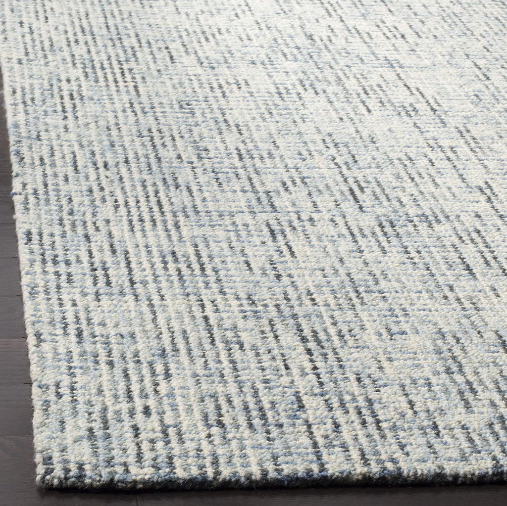Abstract Area Rug - 9' x 12', Blue & Charcoal, Handmade Wool