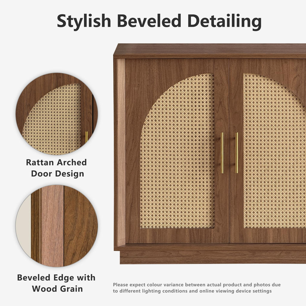 63.8" Sideboard Buffet Cabinet with Storage, Natural Walnut