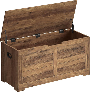 Storage Chest, Storage Bench with 2 Safety Hinges, Farmhouse Style, 15.7 x 39.4 x 18.3 Inches, Honey Brown ULSB061K01