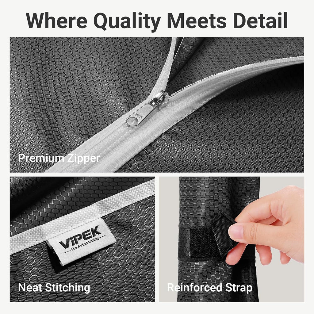 V5C Heavy Duty Covered Clothes Rack Portable Closet Rack, Black Metal Clothing Rack with Black Upgarded Polyester