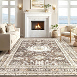 Vintage Living Room Area Rug 10x14 - Large Soft Washable Oriental Traditional Distressed Farmhouse R