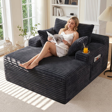 Oversized Boneless Chair, Chaise Lounge Chair Indoor, Dark Gray