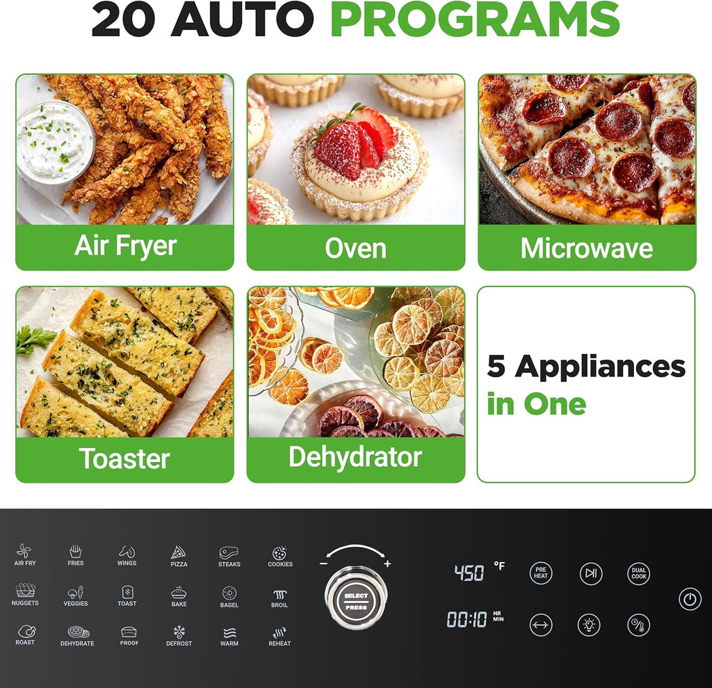 32 Quart Air Fryer & Oven | Digital Airfryer with 20 Presets, Dual Cook, Rotisserie, Bake & More | Multi-Function
