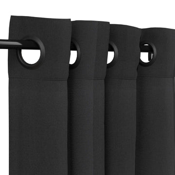 Canvas Black Outdoor Curtain with Dark Gunmetal Grommets 50 in. Wide x 108 in. Long