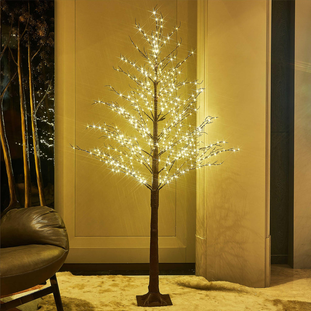 Lighted Brown Tree Plug in 6FT 690 LED Artificial Twig Tree with Lights for Christmas Holiday Wedding Room