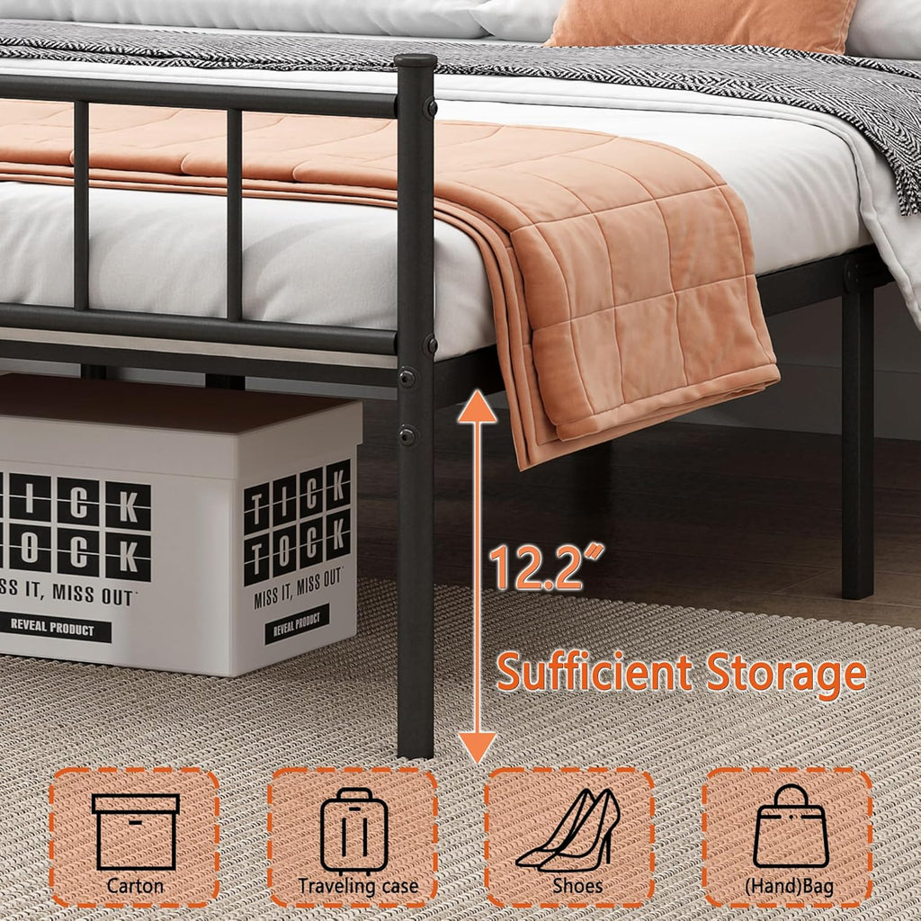 Full Bed Frame-Classic Metal Platform Bed Frame,Mattress Foundation with Steel Slat Support,Under Foundation