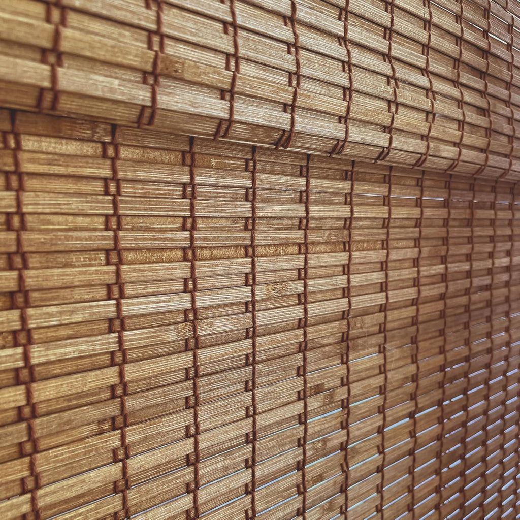 Custom Bamboo Shades| Rustic| Cordless Bamboo Roman Shades for Windows and Doors (Natural Woven)| Rustic Walnut
