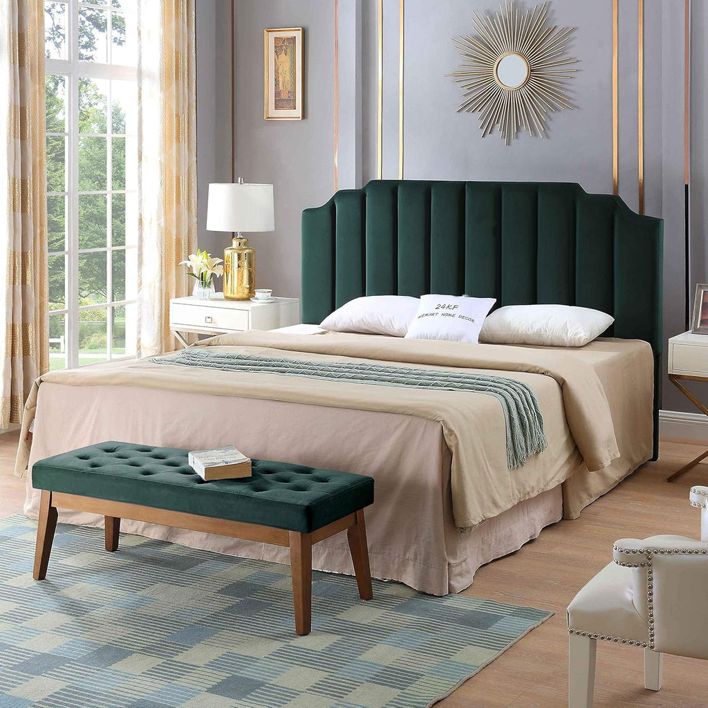 Jade Velvet Tufted King Upholstered Headboard