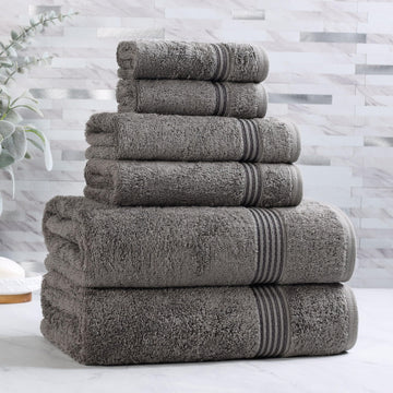 Egyptian Cotton 6-Piece Towel Set, Assorted Towels Bathroom, Master, Guest Bath, Decor Essentials, Includes 2 Bath, 2