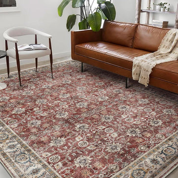 Washable Area Rug 9'x12' Boho Design Non-Shedding Easy Care Ideal for High Traffic Areas in Living R
