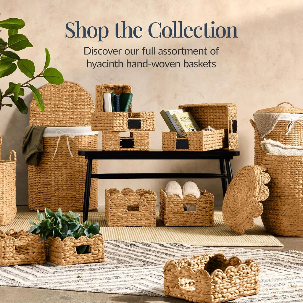 Half Moon Laundry Hamper w/Lid, Woven Half Round Laundry Basket, w/Removable Liner & Bult-in Handles & Laundry Room