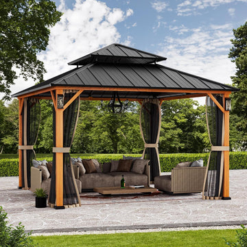 Modern Shade The Horizon Hard Top Gazebo 12' x 12' with 4 LED Lights