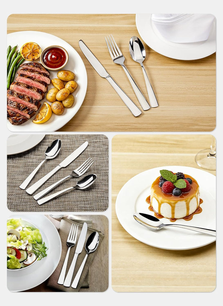 45-Piece Flatware Sets, Silverware Set for 8, Durable Stainless Steel Tableware in Ergonomic Design Size and Weight