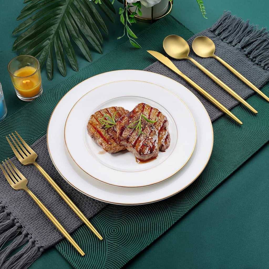 Matte Gold Silverware Set, 30-Piece Food Grade Stainless Steel Gold Flatware Set, Kitchen Utensil Set Service for 6