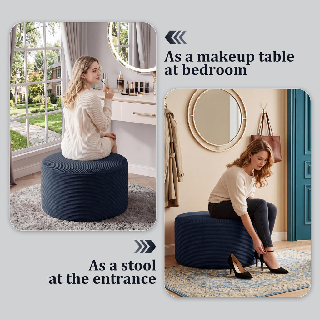 Coffee Table Round Ottoman, Oversized Footrest for Couch with Removable Cover Large Floor Seating for Adults Ottomans