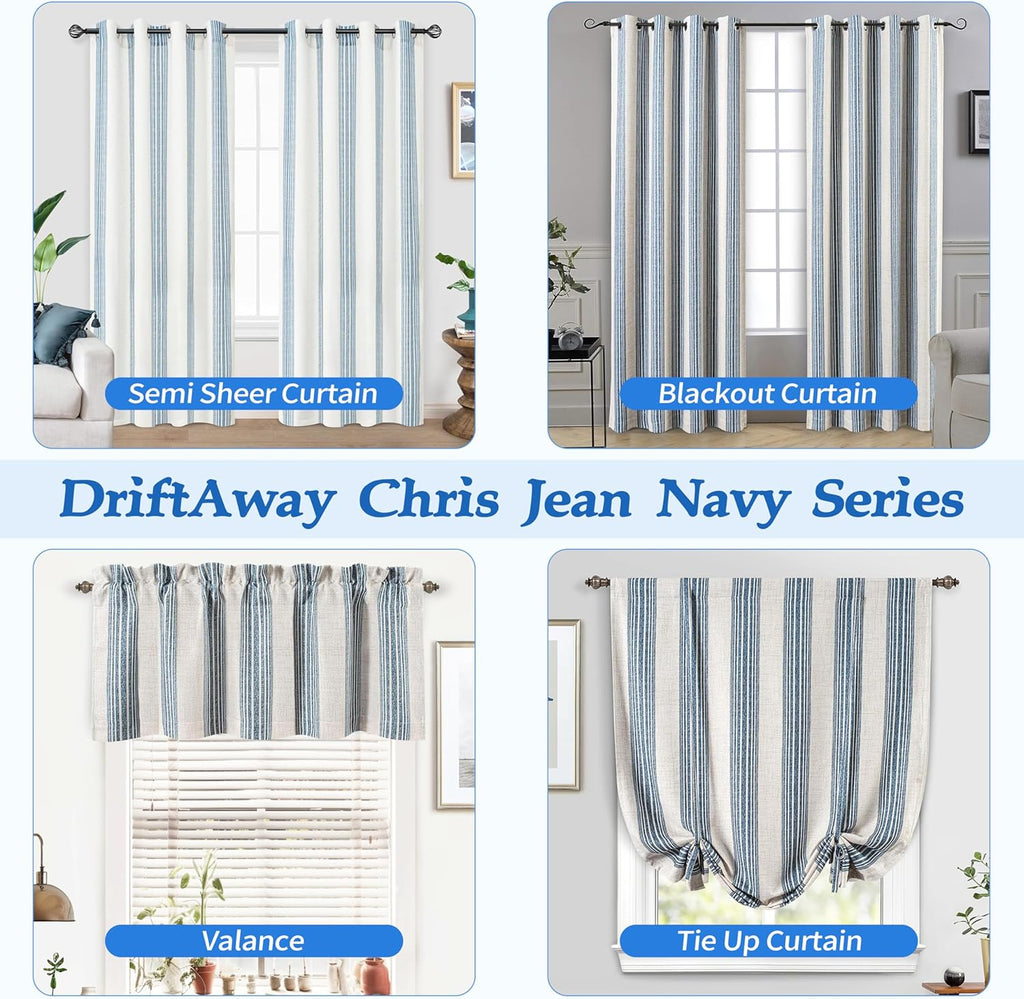 Chris Double Layer Blackout Tie Up Curtains Thermal Insulated Fully Lined Vertical Striped Balloon Roman Shade