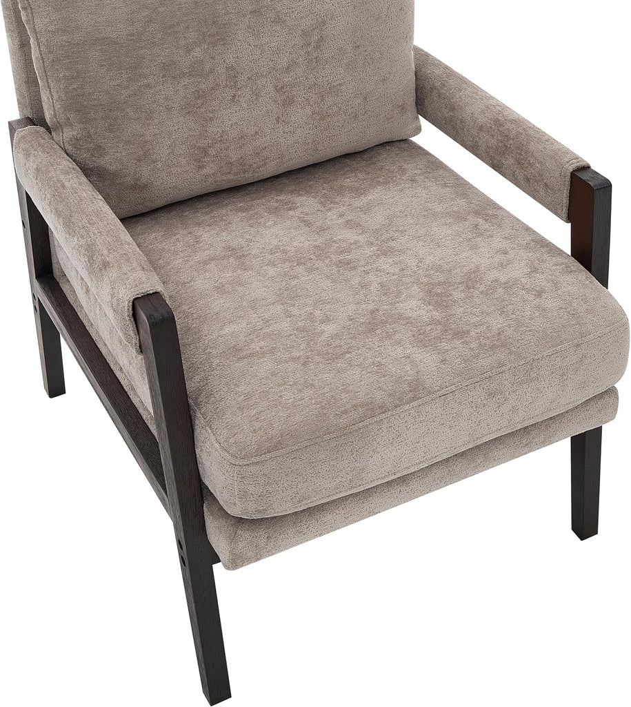 Kelly Mid-Century Modern Chenille Upholstered Accent Armchair, Gray