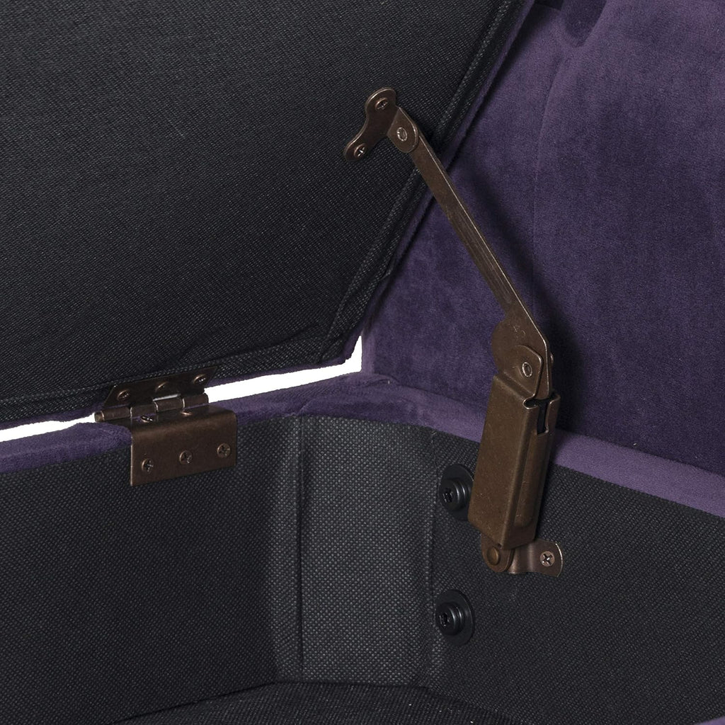 Velvet Tufted Storage Bench Settee with Hinged Lid, Purple 50" x 18" x 23"
