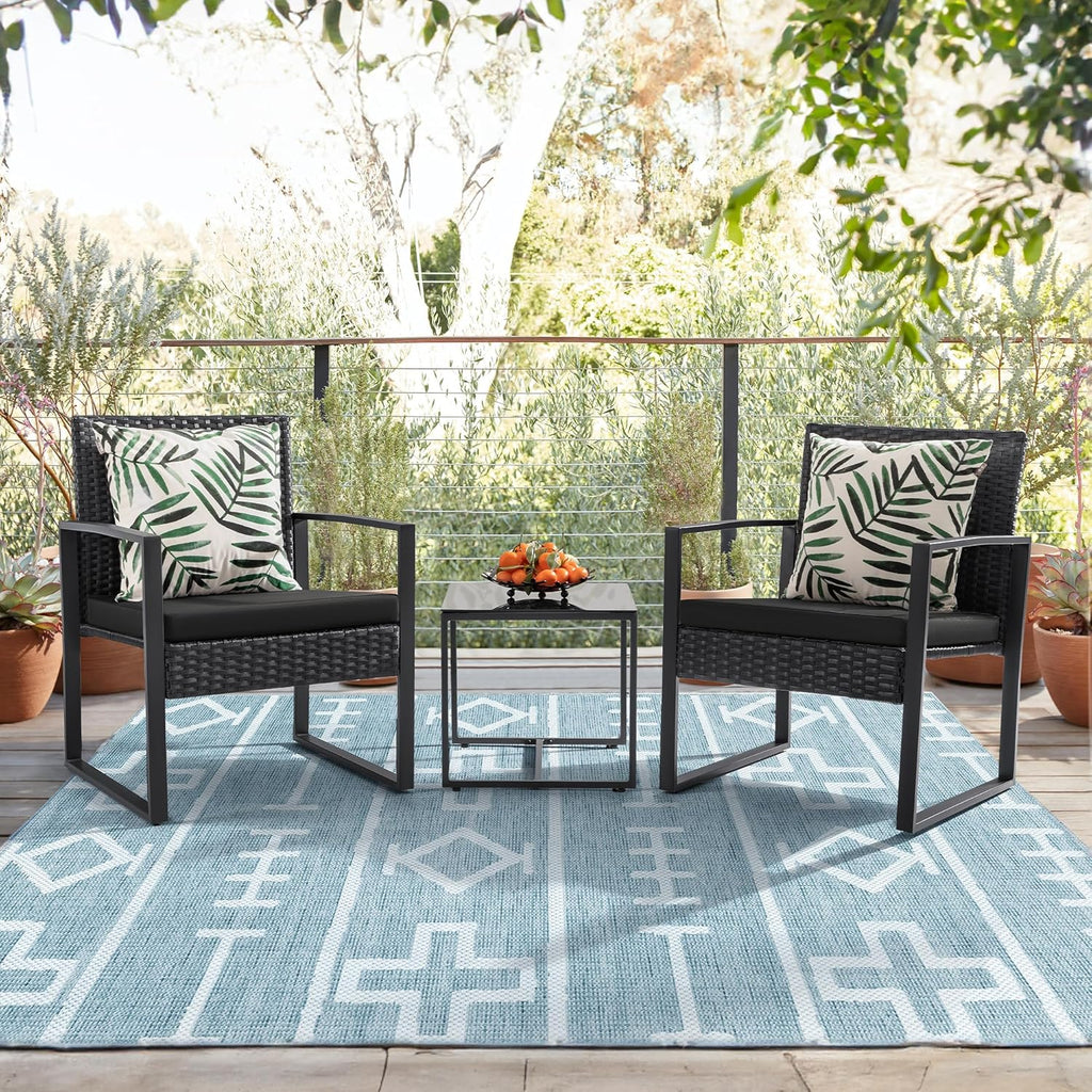 3 Pieces Outdoor Patio Wicker Furniture Set
