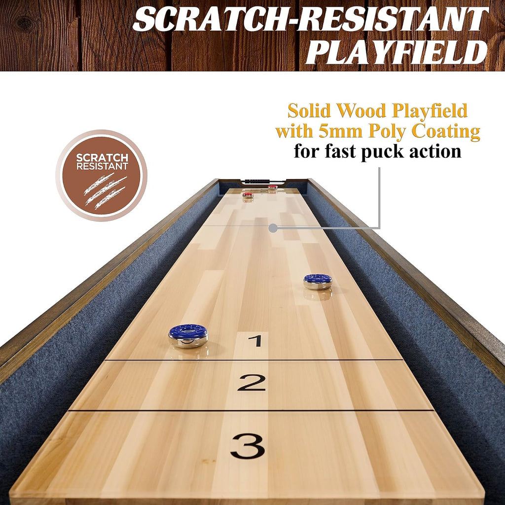 12' Coventry Scratch-Resistant Shuffleboard Table | 12ft industrial-style shuffleboard, scratch-resistant playfield