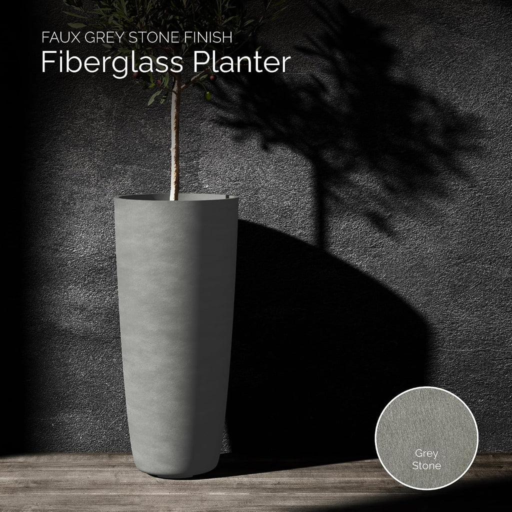 Lofto Tall Indoor/Outdoor Planter, 16x36in Grey Stone
