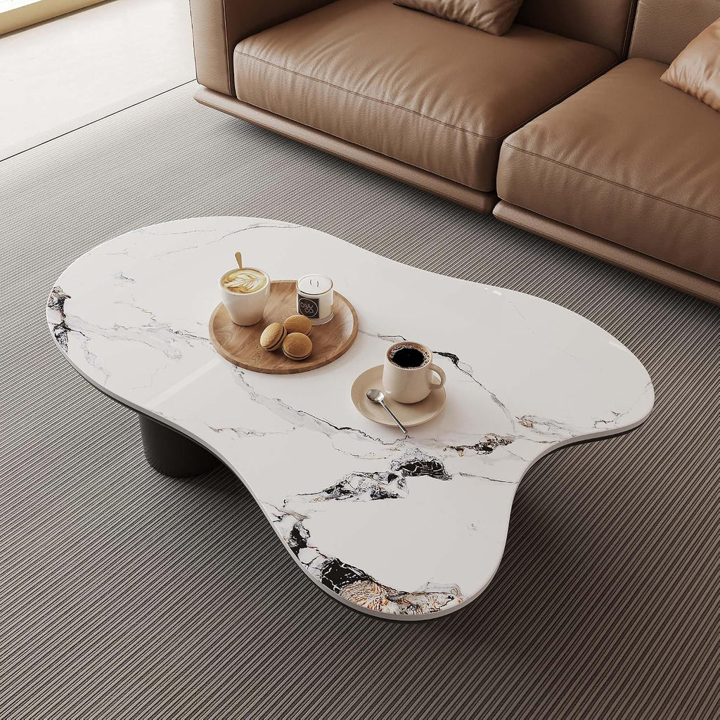 Cloud Coffee Table, 48.4" Modern Sintered Stone Center Table with 4 Legs