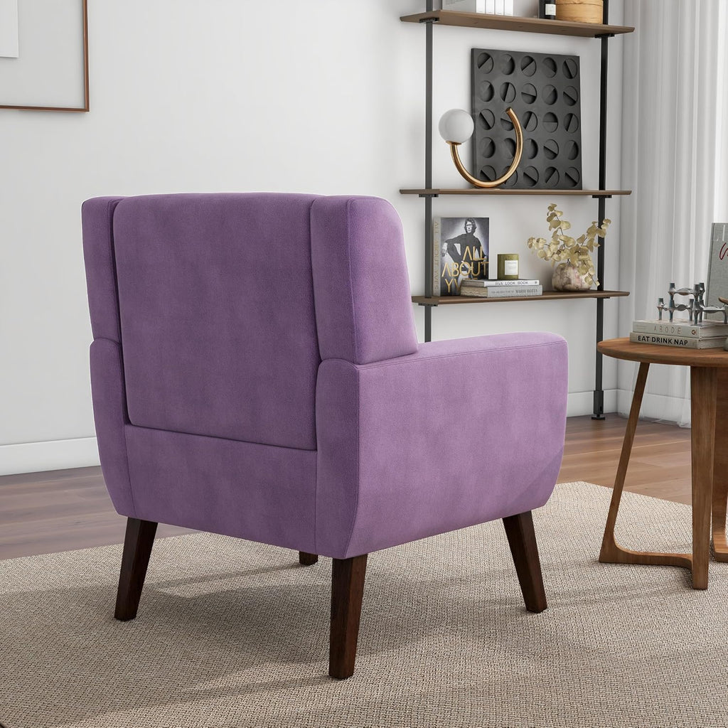 Accent Chair, Mid-Century Modern Velvet Fabric Chairs with Arms , Comfy Upholstered Club Single Sofa Armchair Waiting