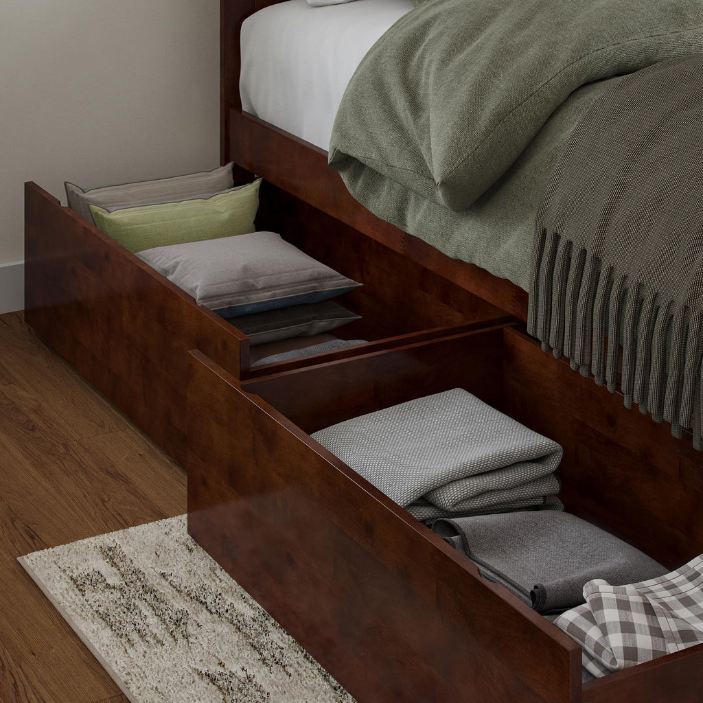 Nantucket King Platform Bed with Footboard & Storage Drawers, Walnut