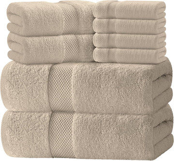 Luxury Bath Towel Set of 8 Pieces - 100% Turkish Cotton Highly Absorbent Towels , 2 Luxury Bath Towels 700GSM, 2 Hand