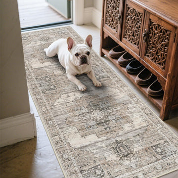 Washable Runner Rugs - Large Boho Rug Vintage Tribal Rugs Kitchen Bathroom Non Slip Backing Home Decor Floor